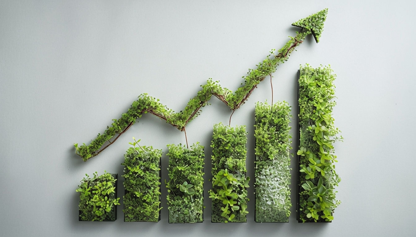 Vibrant Green Plant Growth Chart Art for Modern Spaces Virtual Backgrounds