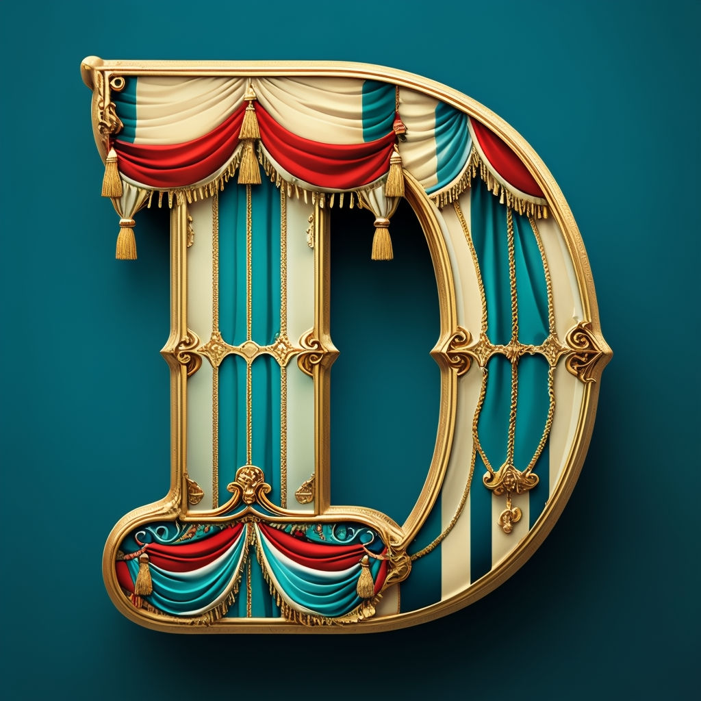 Ornate Carnival Letter D Monogram 