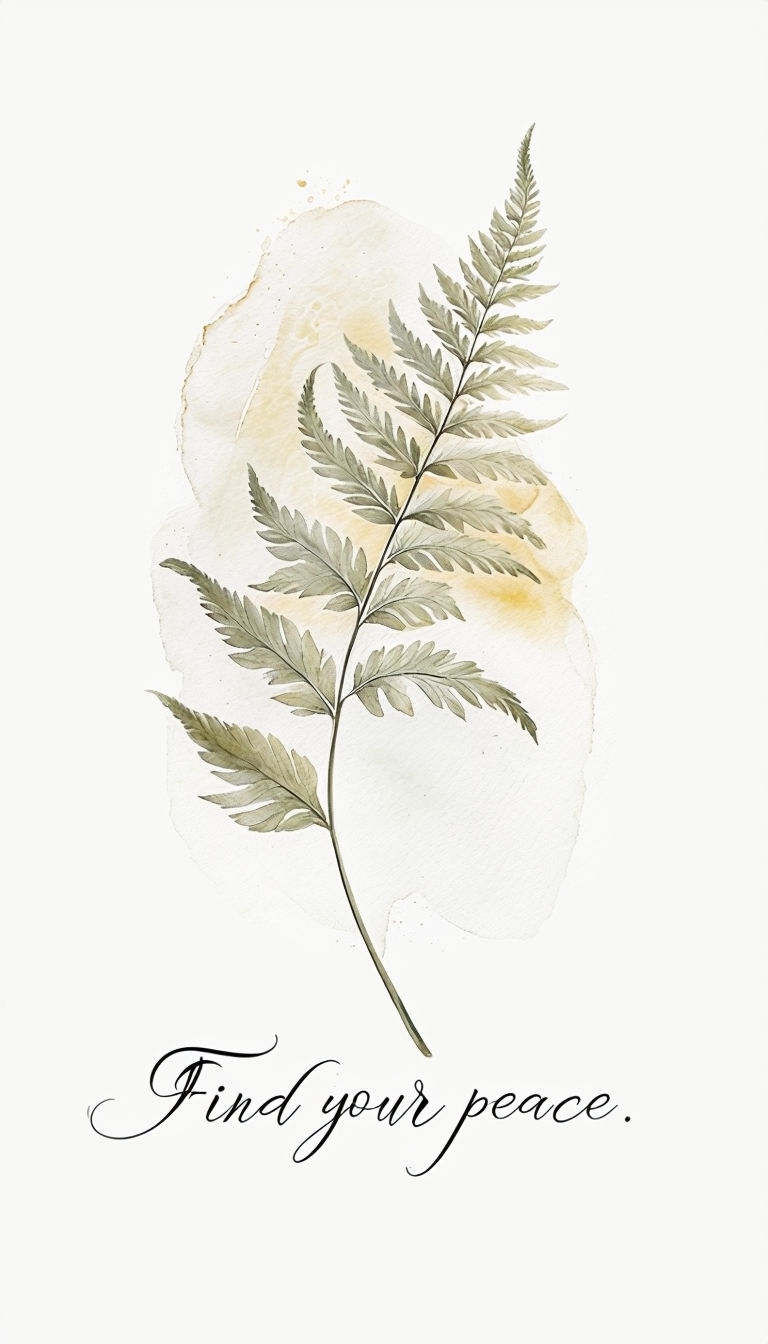 Elegant Fern Frond Illustration with Inspiring Quote Mobile Wallpaper
