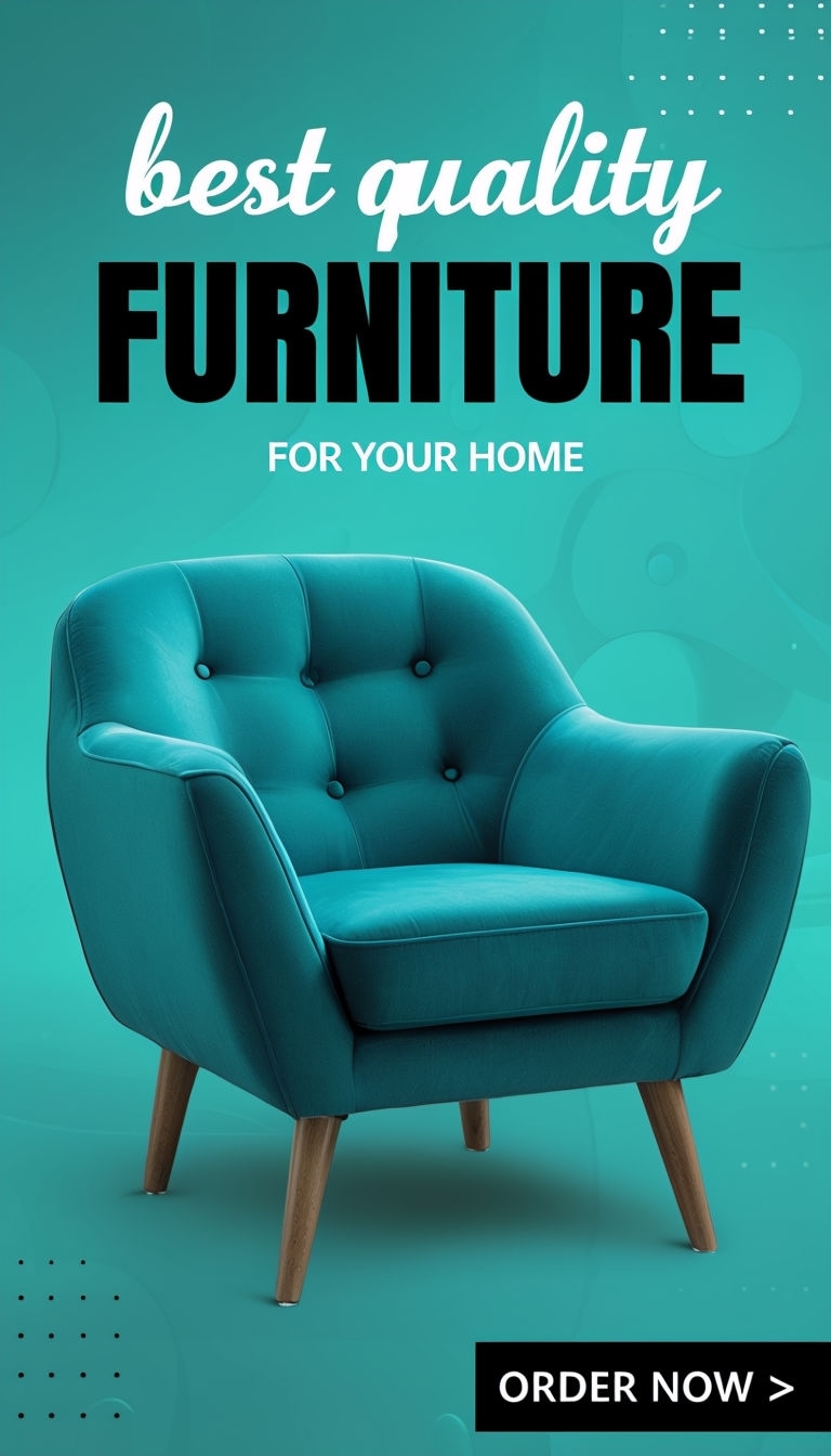 Vibrant Teal Armchair Modern Furniture Advertisement Design Ads