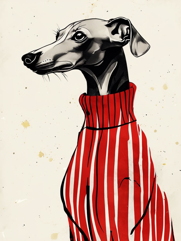 Stylized Italian Greyhound Minimalist Illustration Poster
