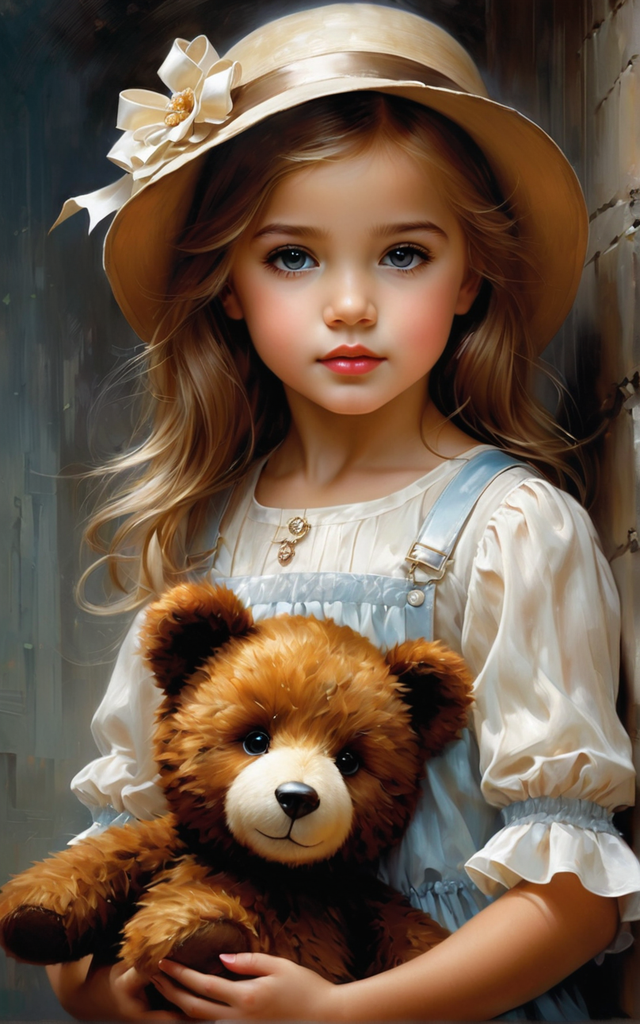 A cute little girl with a teddybaer by K. Ingrid - Playground