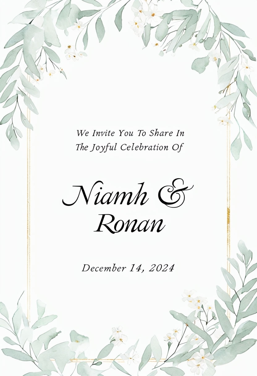 Elegant Minimalist Floral Wedding Invitation Design