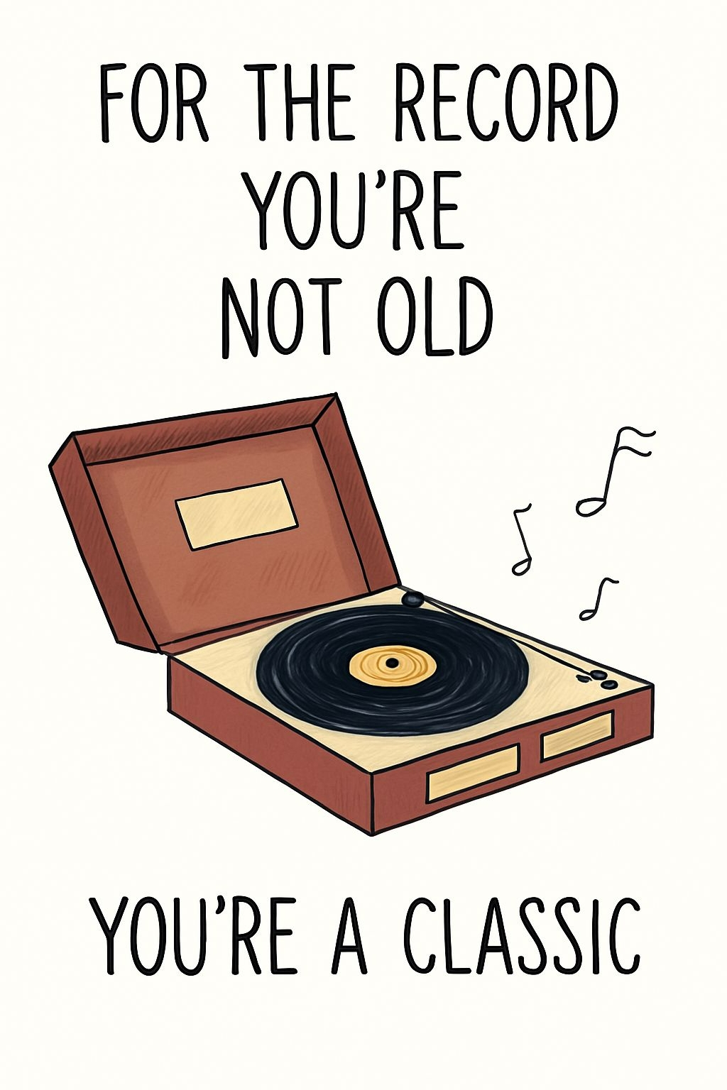 Vintage Record Player Illustration for Humorous Card Invite