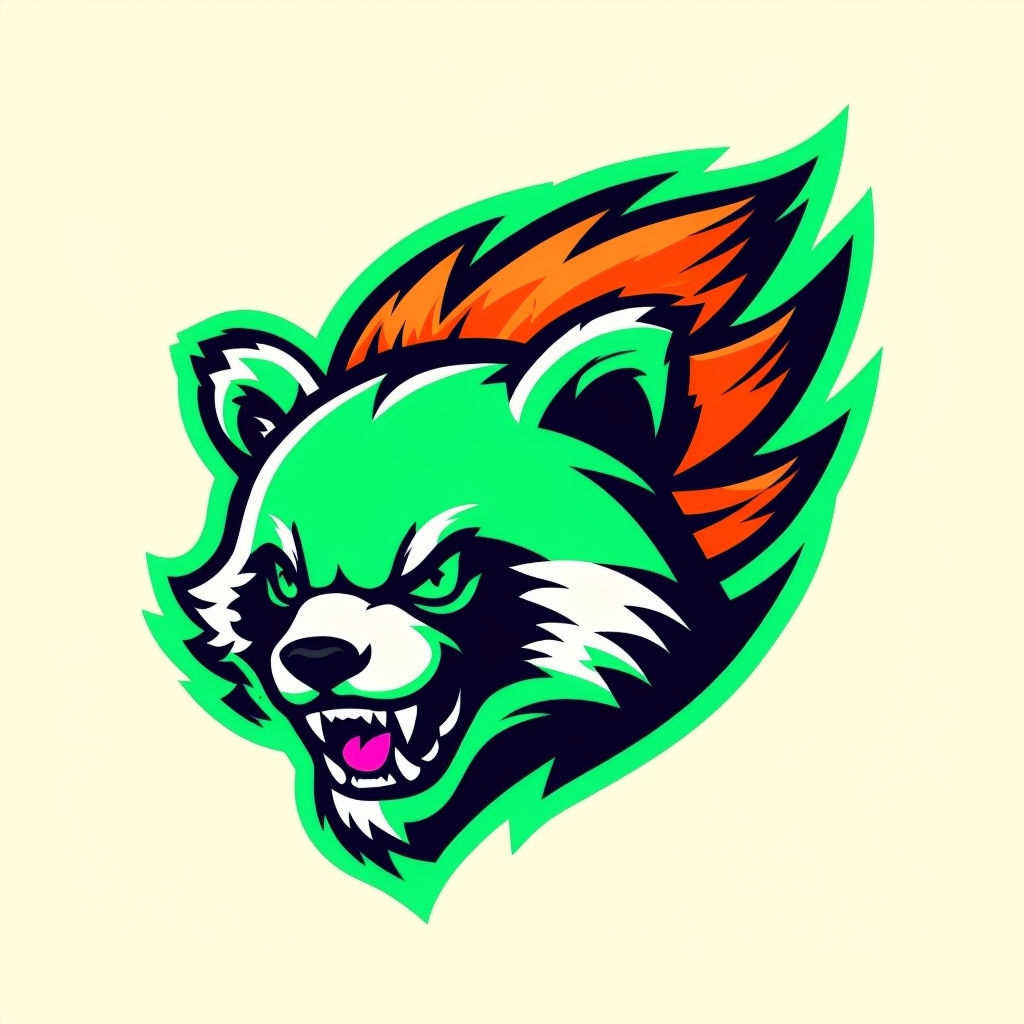 Dynamic Cartoon Red Panda Head Logo Design Sticker