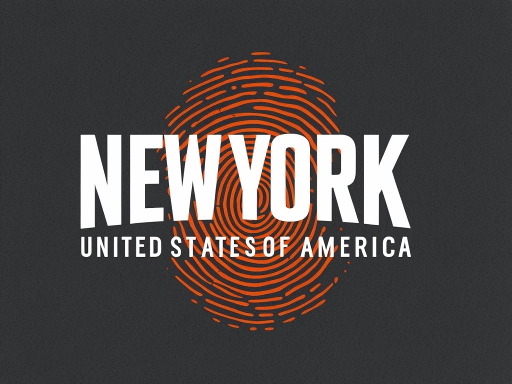 Bold New York Typography Logo with Fingerprint Design T-shirt