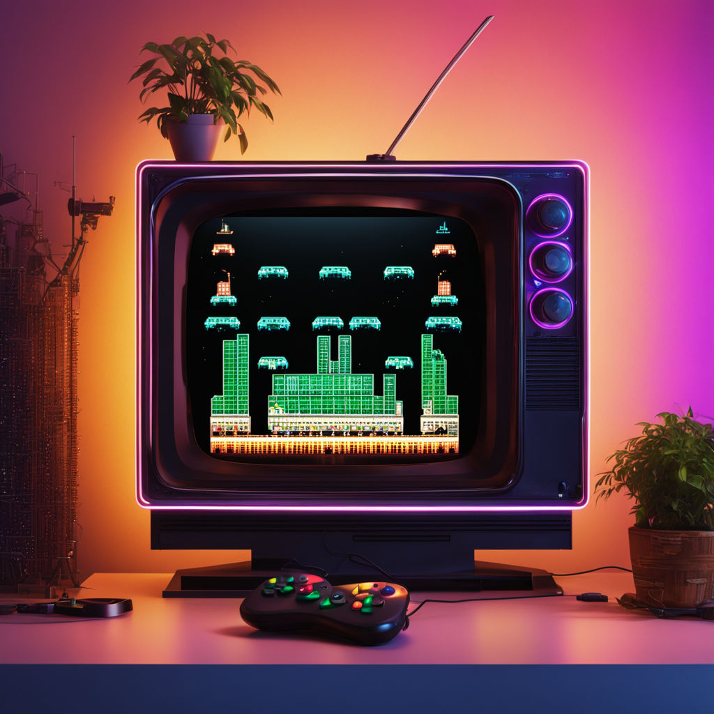 Space invaders on a big screen CRT tube TV by Thaddeus J Hungry ...