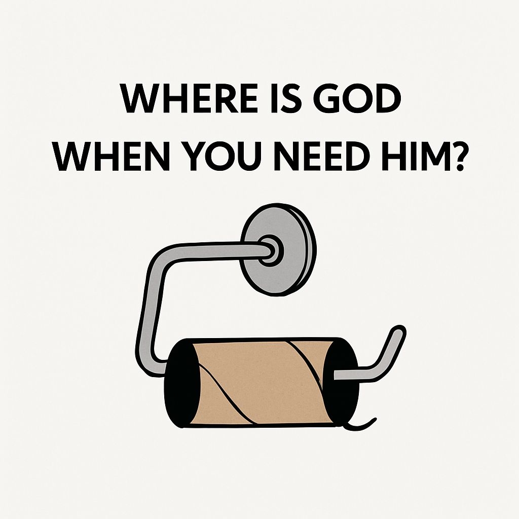 Minimalist Toilet Paper Holder Illustration with Bold Text Sticker