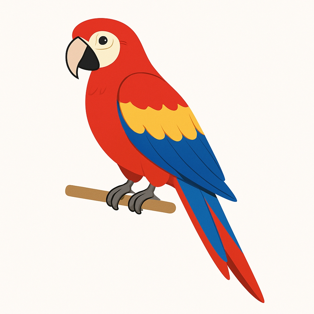 Vibrant Scarlet Macaw Digital Illustration Sticker