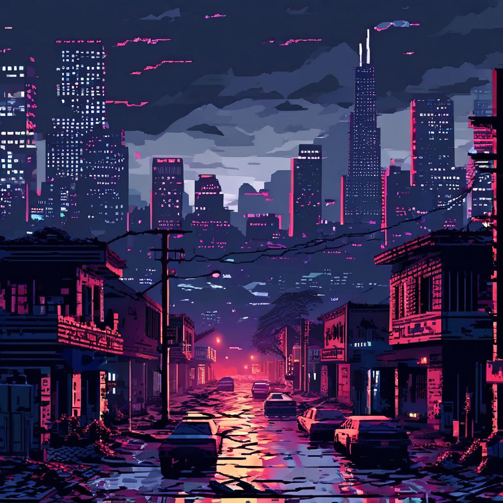 3D pixel art scene depicting an apocalypse by Dalila Denysenko - Playground