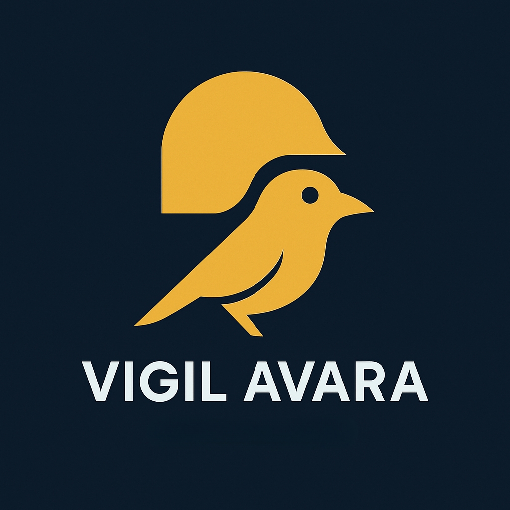 Minimalist Mustard Yellow Bird Logo on Navy Blue Background