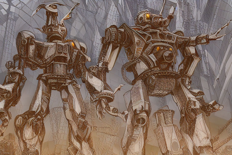 Terrifying giant mecha. steampunk android mecha-zombie with ... by LN ...