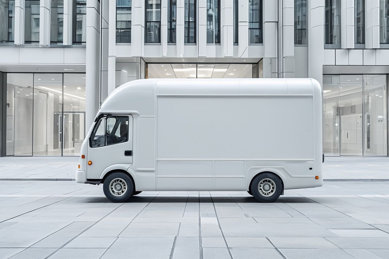 Sleek Modern Delivery Truck Urban Scene Mockup