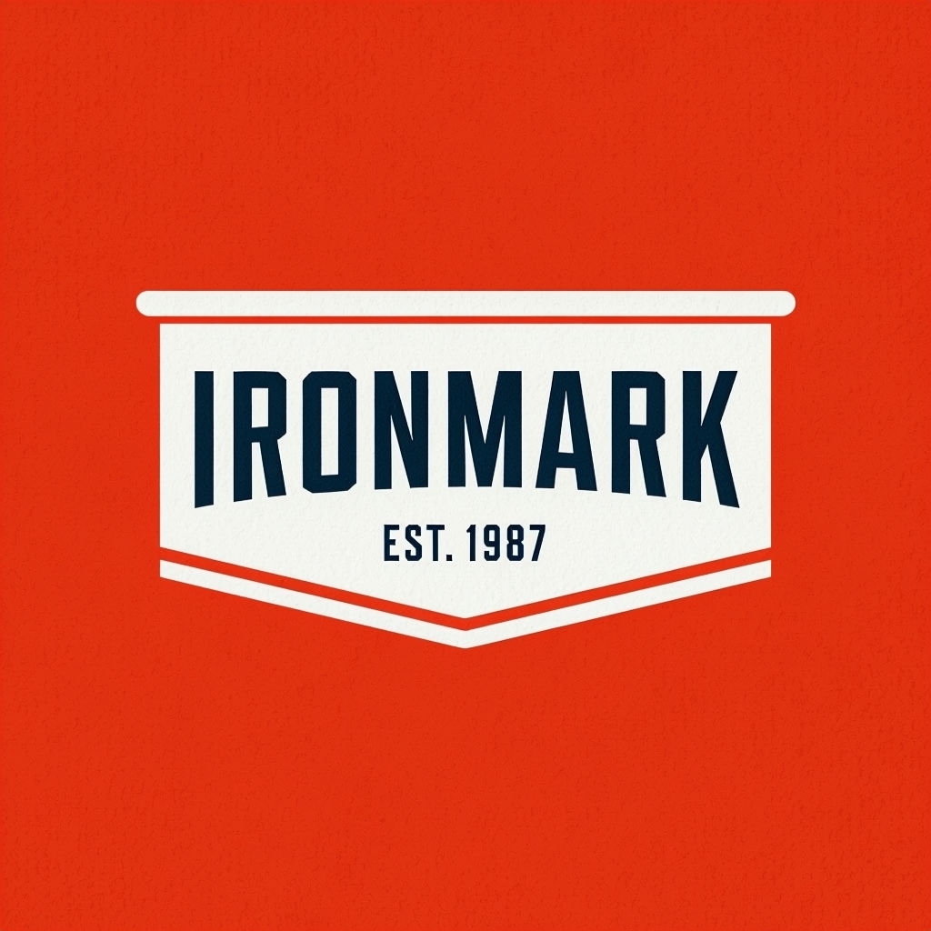 Minimalist Ironmark Logo Design with Bold Typography and Texture Logo