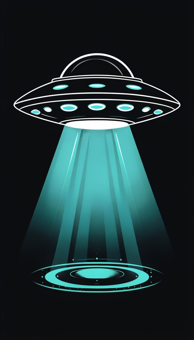 Stylish Teal and Black UFO Illustration Phone Case Cover