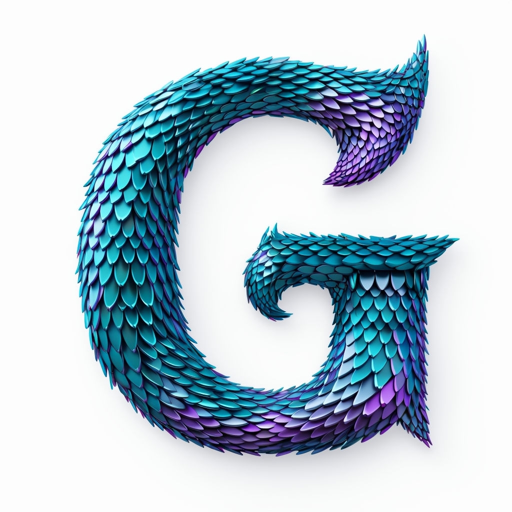 Intricate Metallic Scaled Letter G Monogram Design