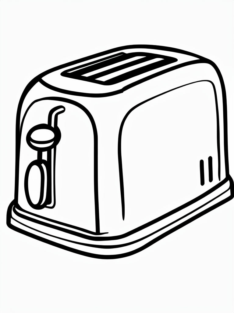 Minimalist Black and White Toaster Line Drawing Coloring Page - Playground