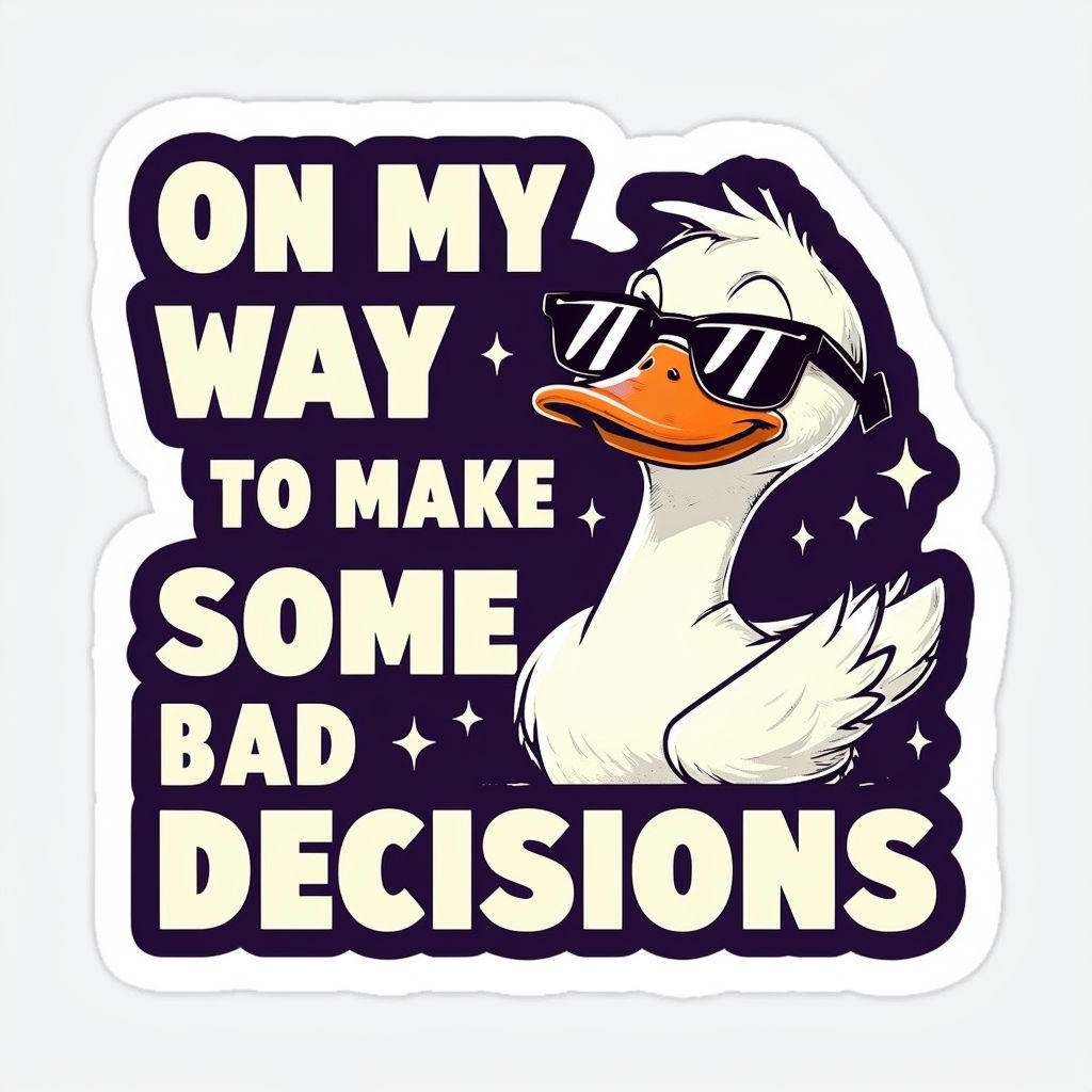 Cool Cartoon Duck with Sunglasses and Funny Quote Sticker