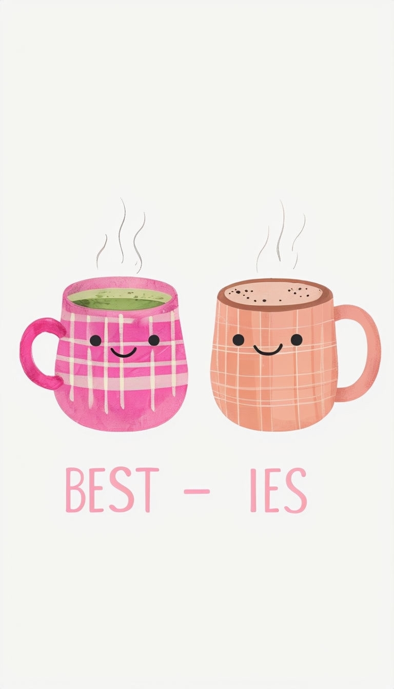 Happy Best Mugs Illustration with Playful Design Poster