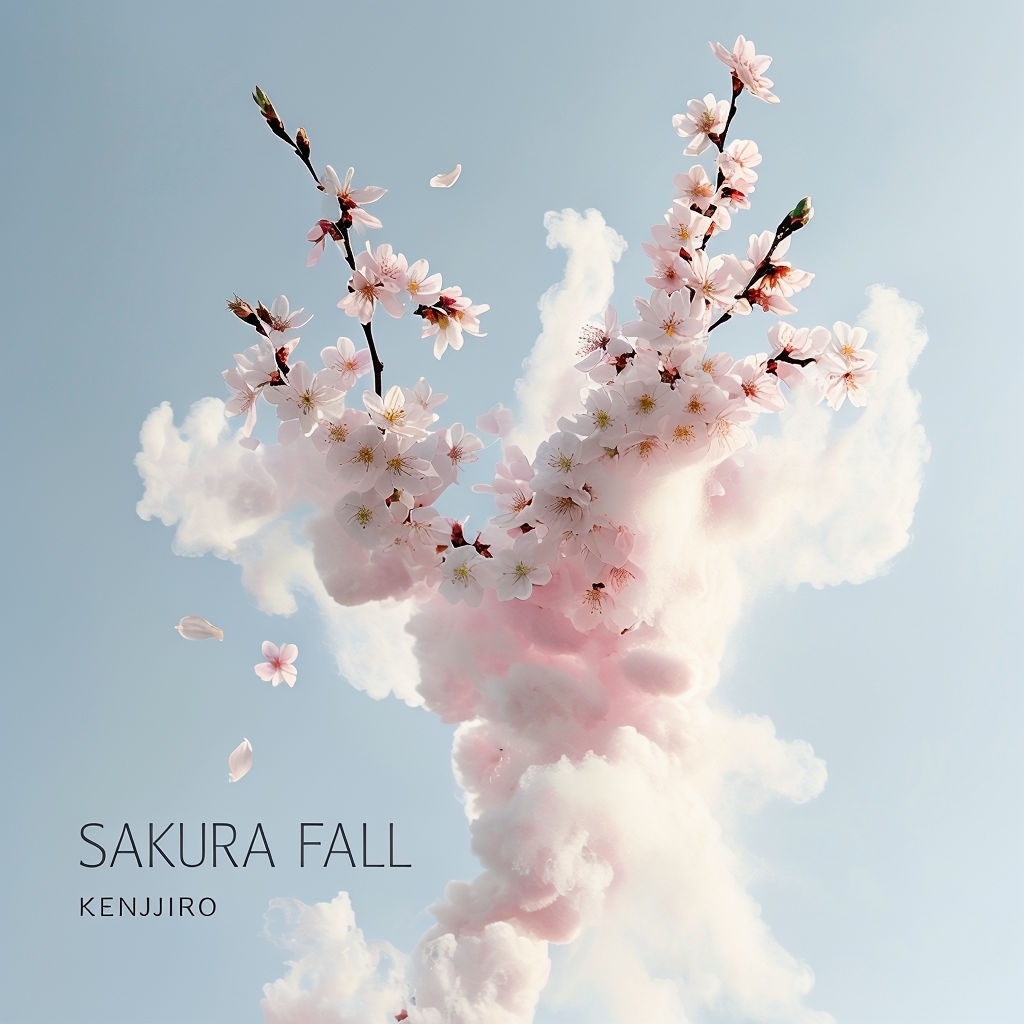 Delicate Sakura Fall Album Cover with Cherry Blossoms and Plum Blossoms Spotify Album Cover