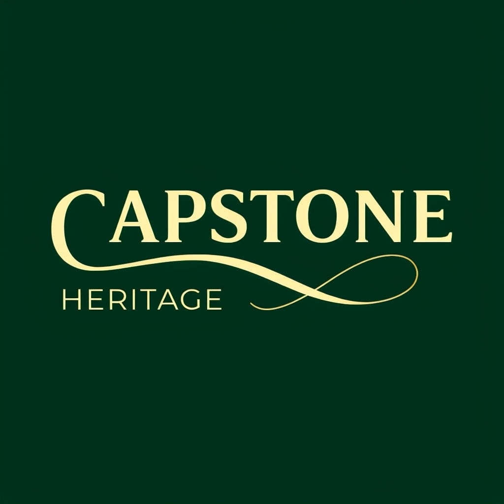 Modern Minimalist Capstone Heritage Logo Design in Elegant Gold