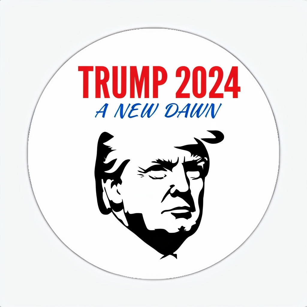 Minimalist Donald Trump 2024 Sticker Design with Stylized Silhouette