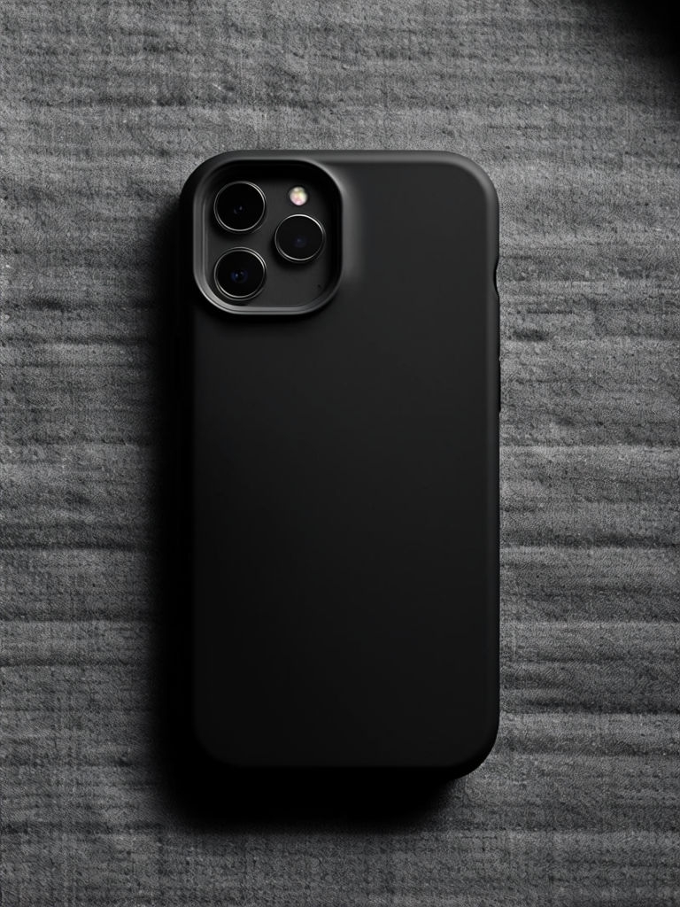 Sleek Matte Black Smartphone Case Mockup on Textured Fabric