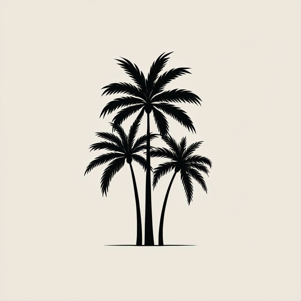 Minimalist Black Palm Trees Digital Illustration Poster