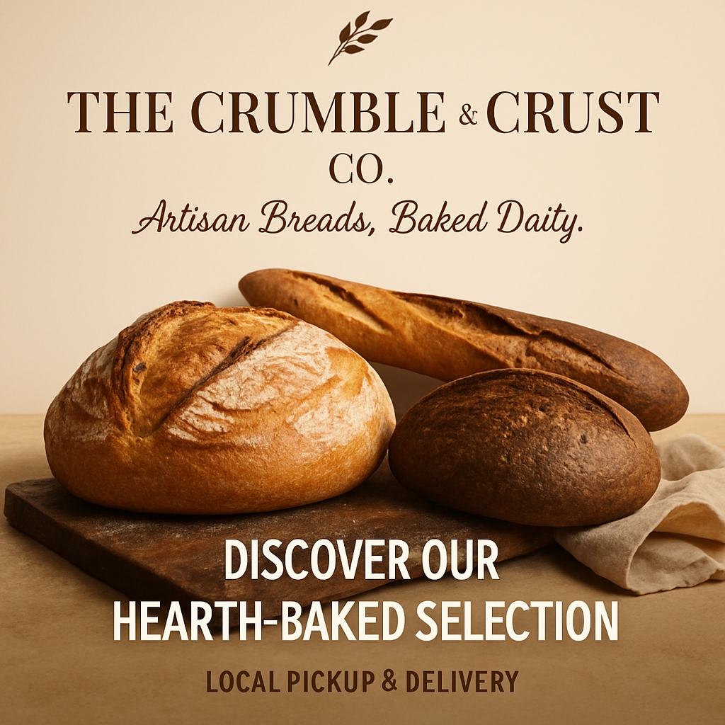 Artisanal Bread Variety Promotional Advertisement for Local Market Ads