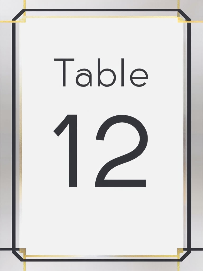 Modern Minimalist Table 12 Sign with Geometric Border Signs - Playground