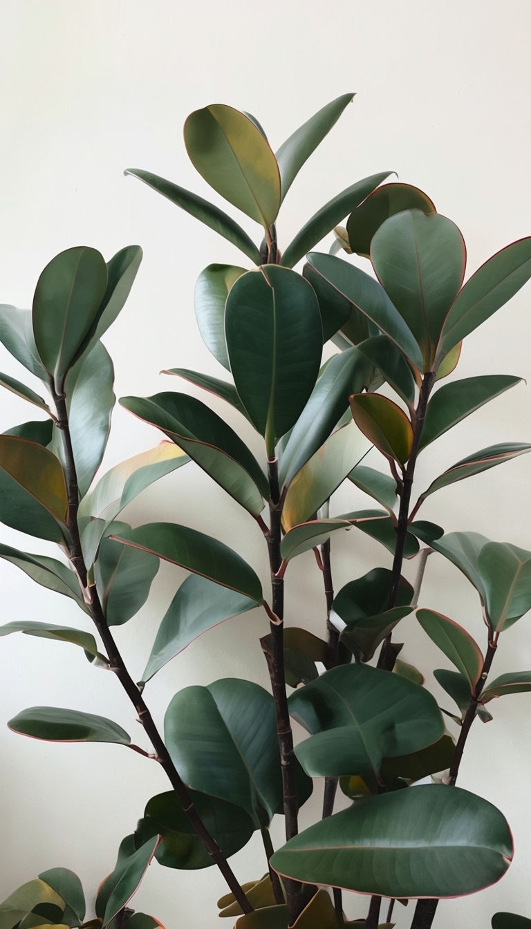 Elegant Rubber Plant Close-Up Photography for Mobile Wallpaper
