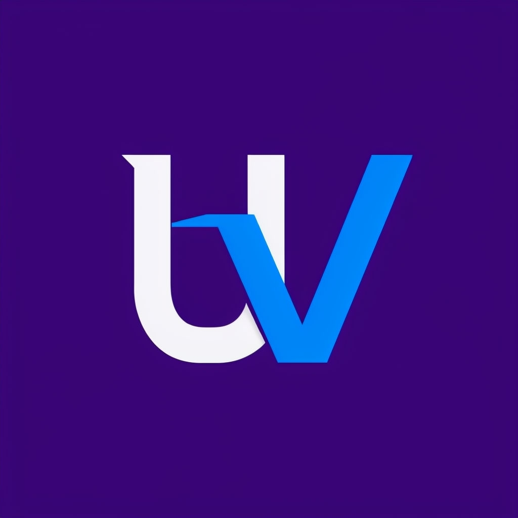Modern Abstract UV Logo Design on Deep Violet Background