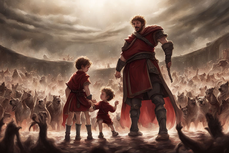 Epic scene of Romulus and Remus two brothers as children by Angel ...