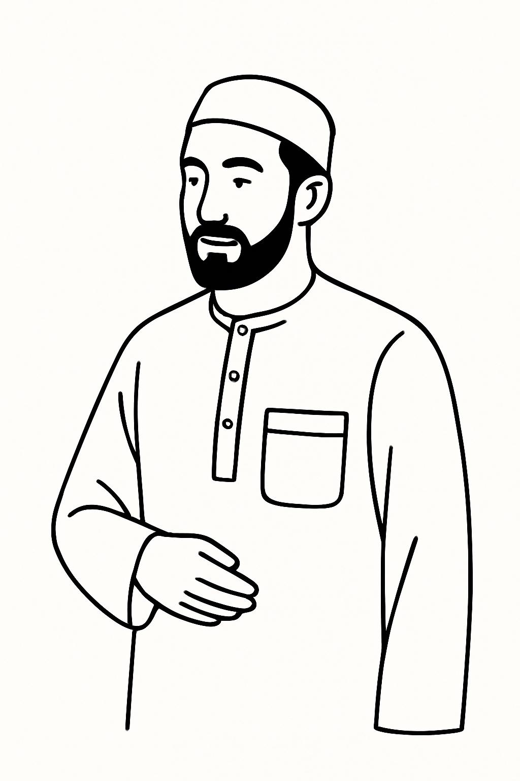 Minimalist Line Drawing of a Man in Traditional Thobe Coloring Book Pages