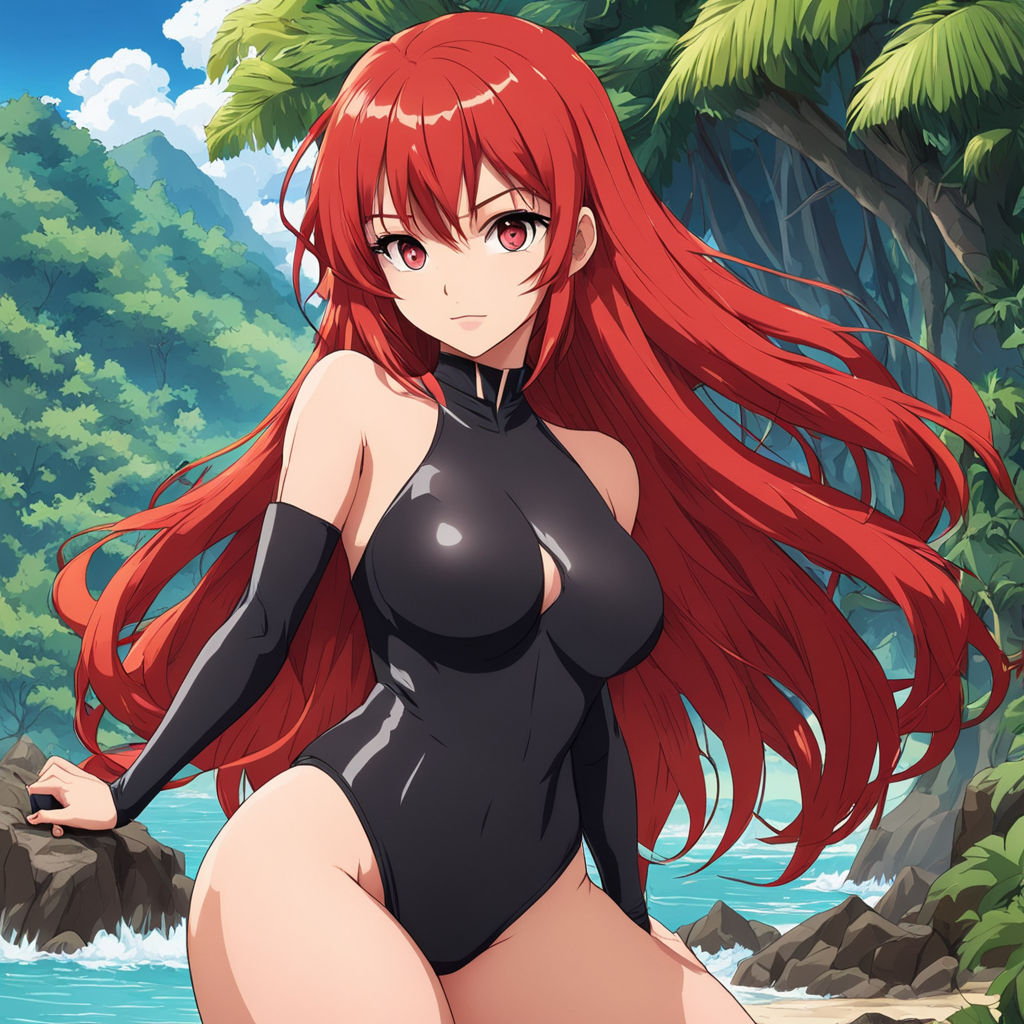 4k beatiful bikini rias gremory anime girl on beach