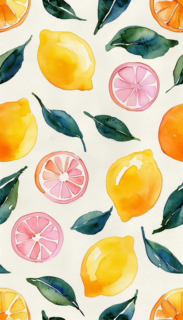 Vibrant Watercolor Fruit and Leaves Pattern Phone Case Cover