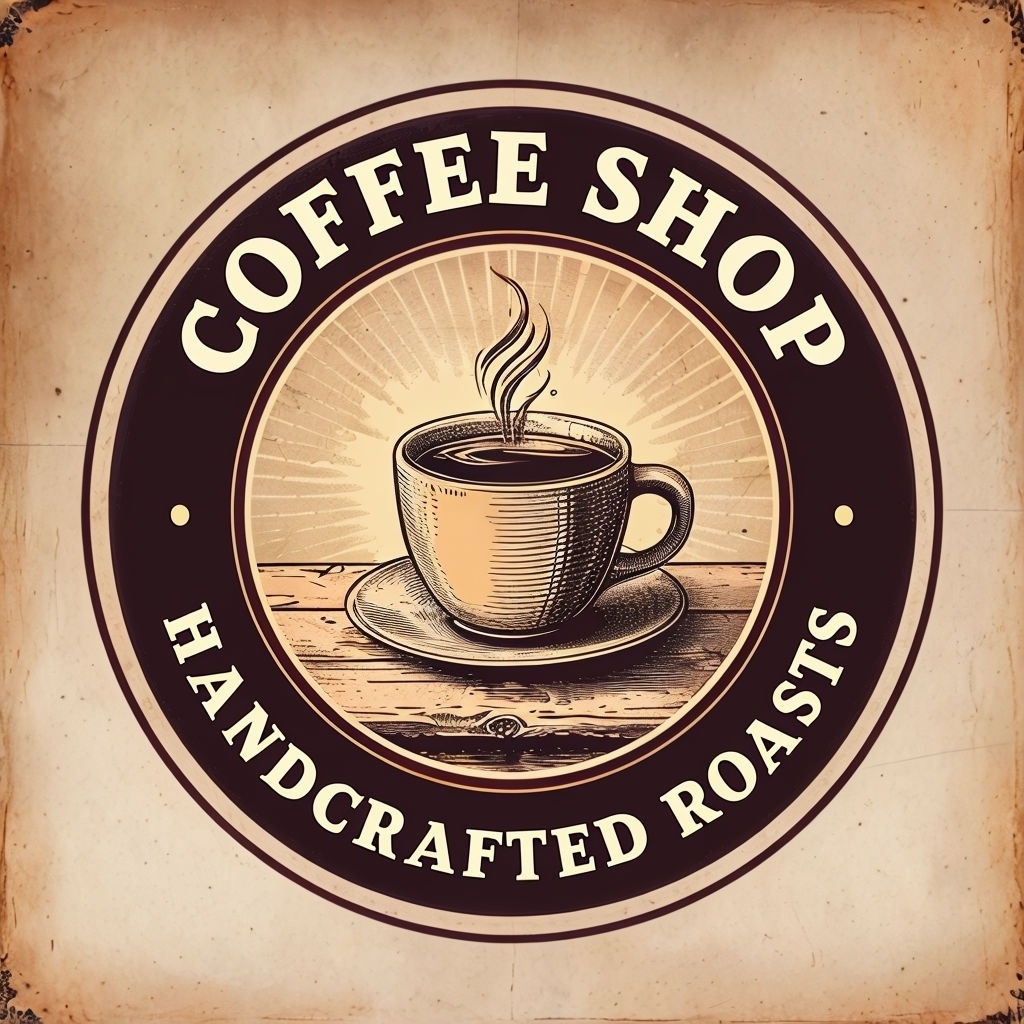Vintage Coffee Shop Handcrafted Roasts Logo Design