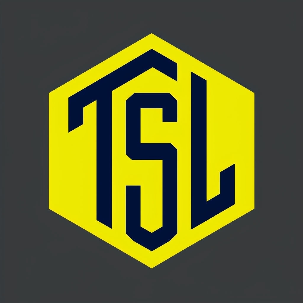 Bold Modern Three-Letter Monogram in Navy Blue and Yellow Hexagon Monogram