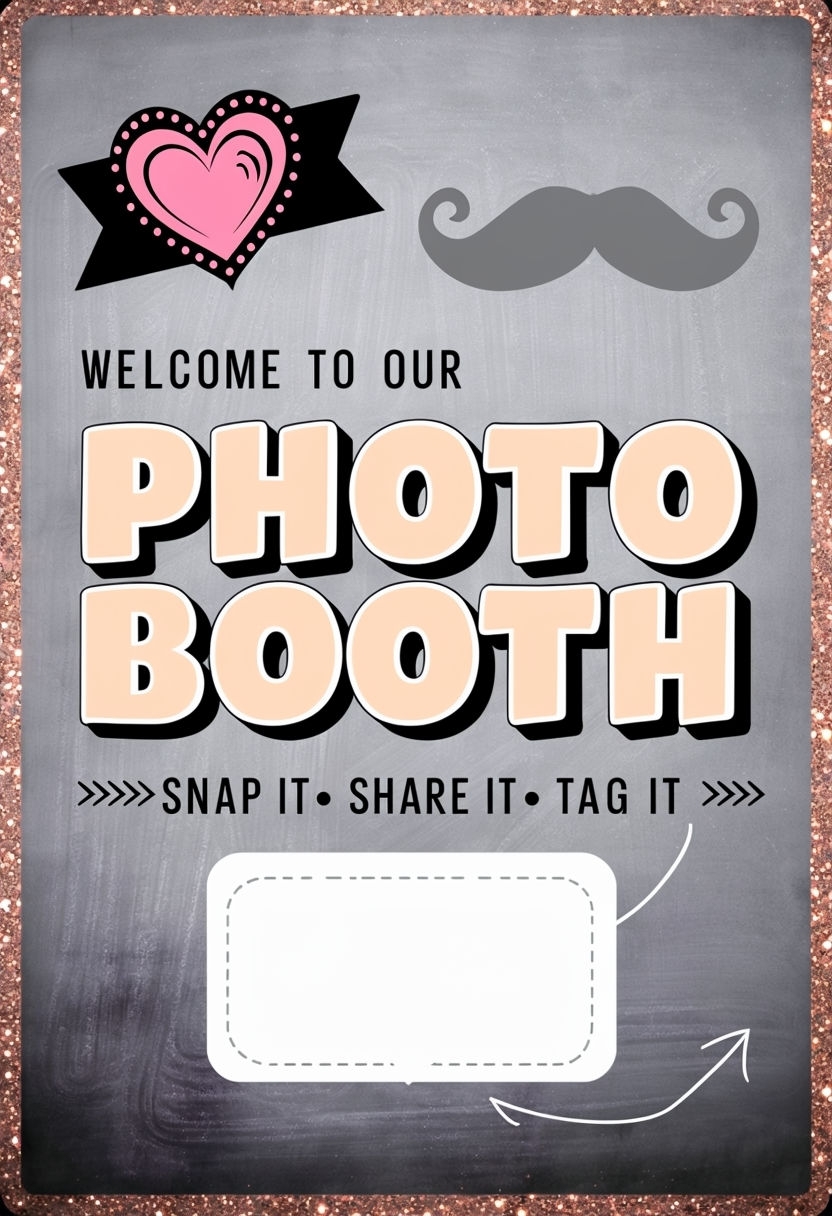 Inviting Chalkboard Welcome Sign for Photo Booth Event Signs