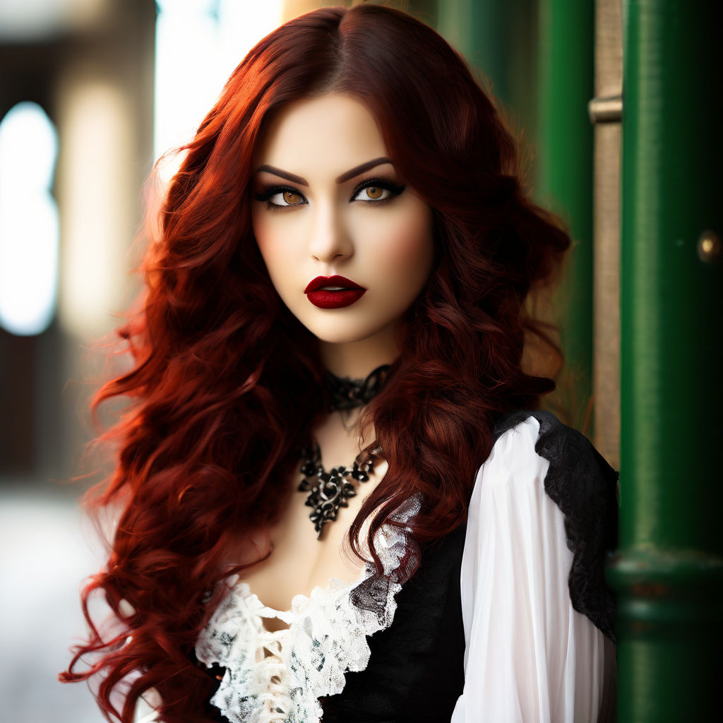 Beautiful vampire girl with red hair