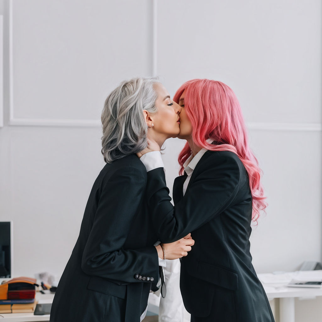 matisse style lesbian couple kissing