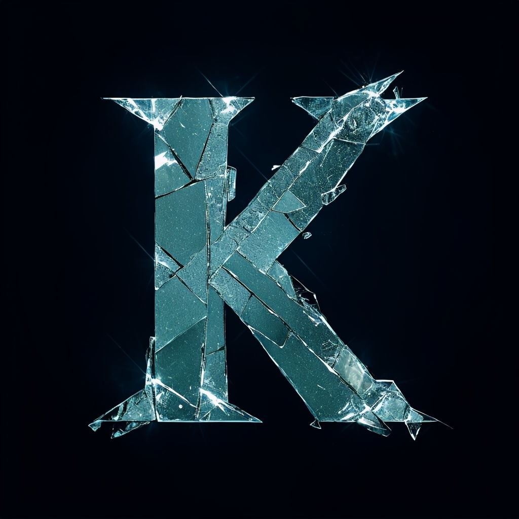 Dynamic Shattered Glass Monogram Letter K Design Monogram