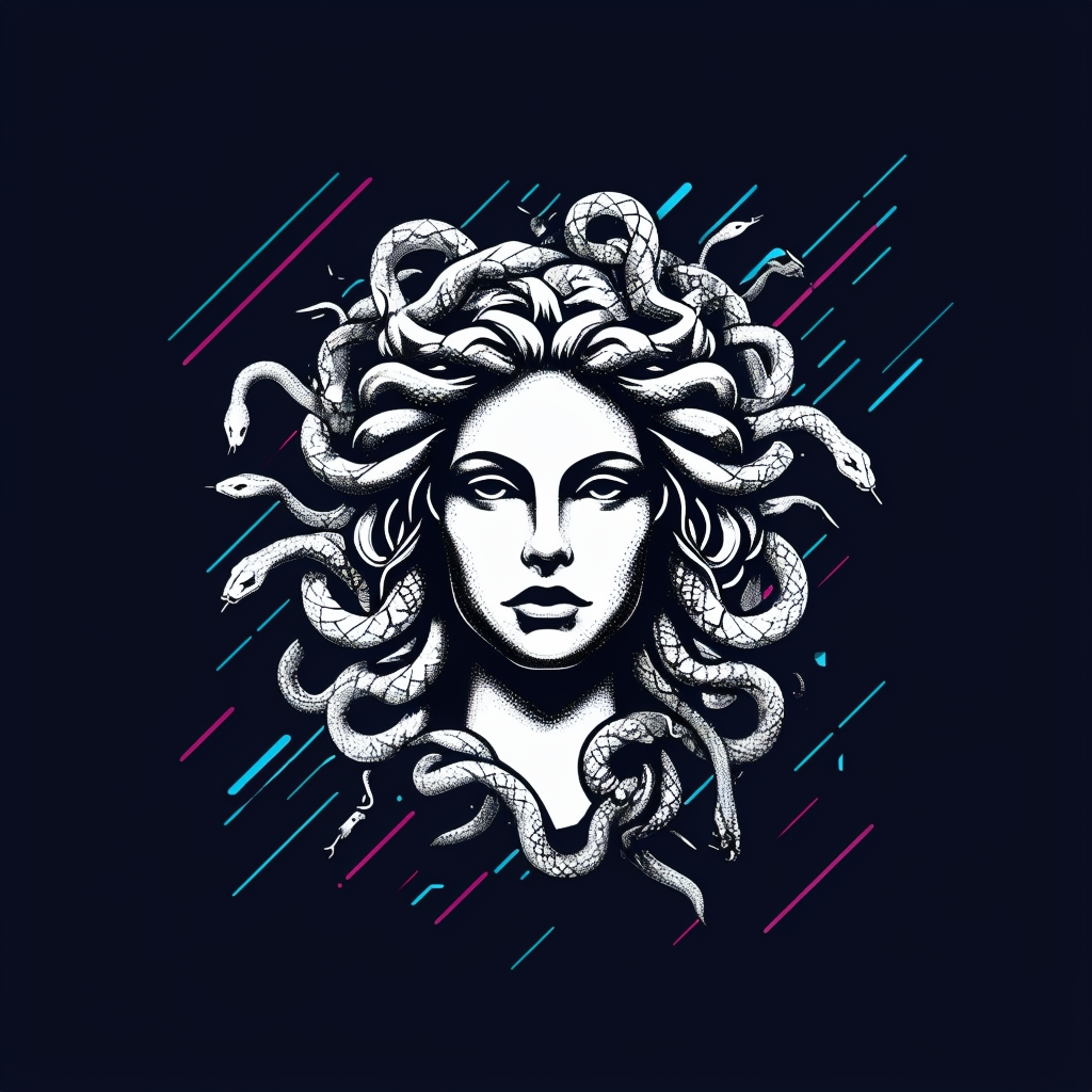 Modern Symmetrical Medusa Head Logo Design