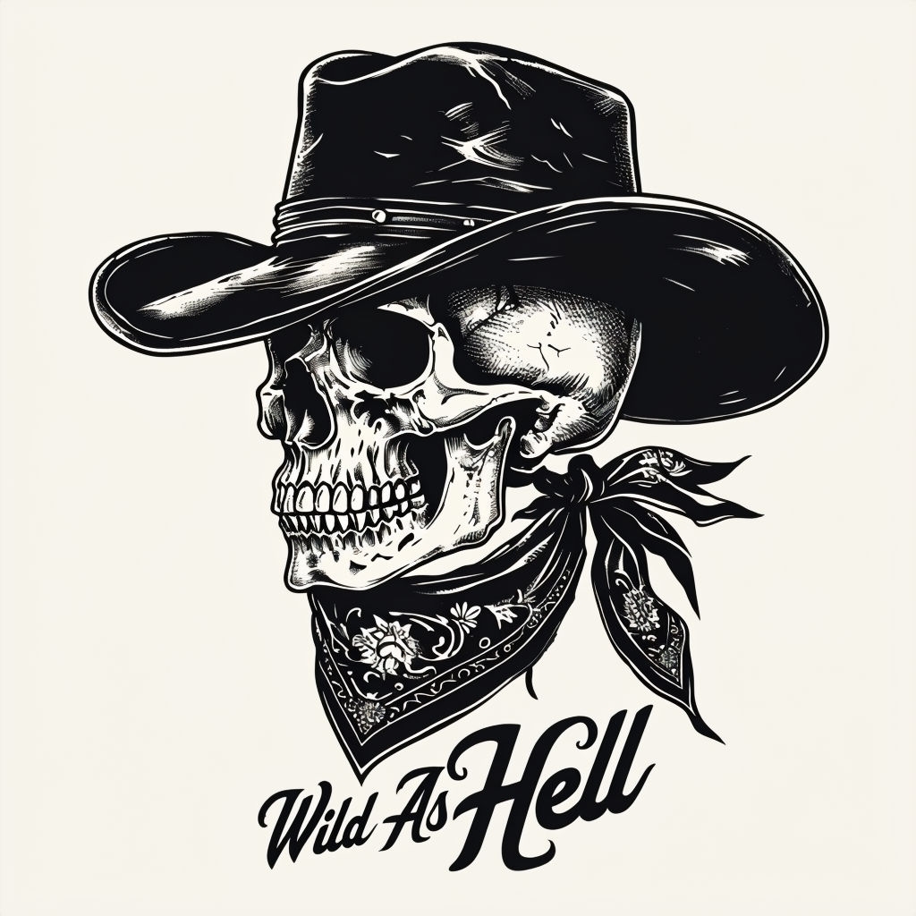 Vintage Wild As Hell Skull Cowboy Hat T-Shirt