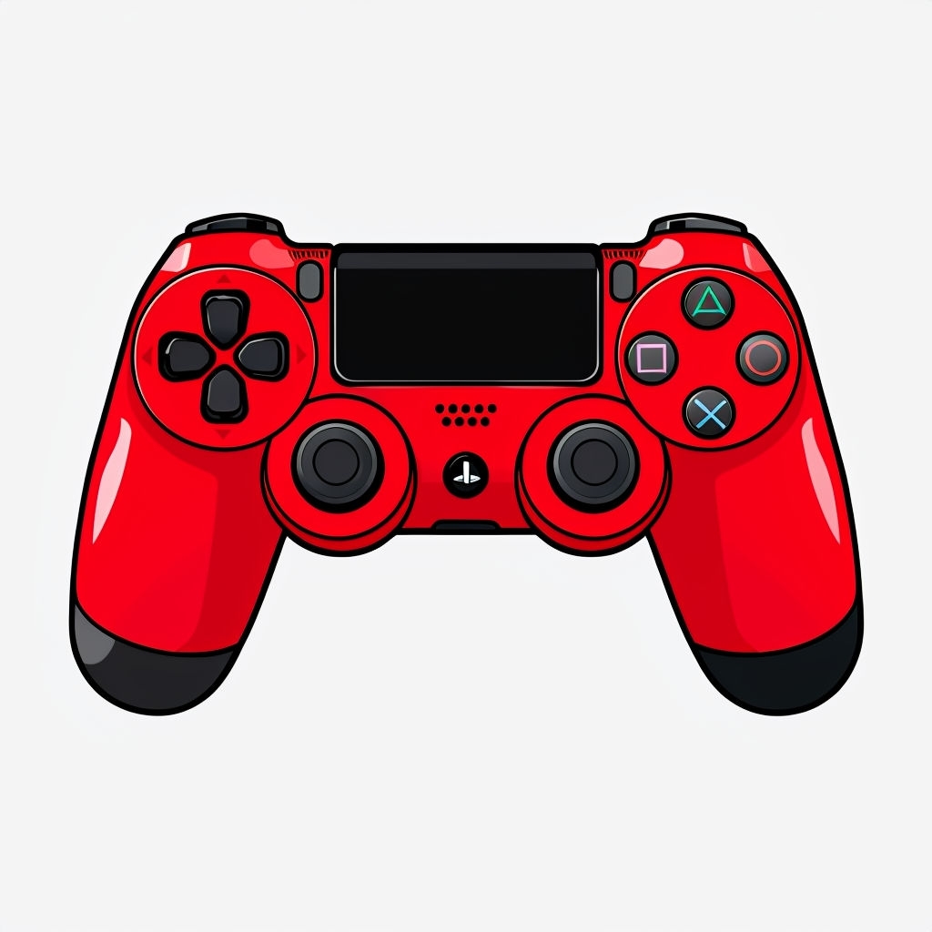Vibrant Red Game Controller Digital Illustration Sticker