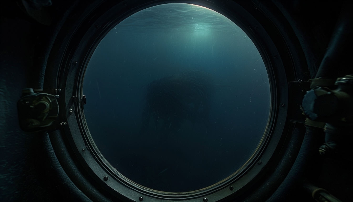 Realistic Deep-Sea Submarine Periscope View Virtual Background