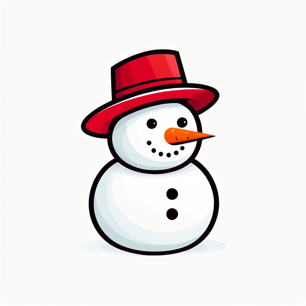 Cute Stylized Snowman Vector Art Illustration Sticker