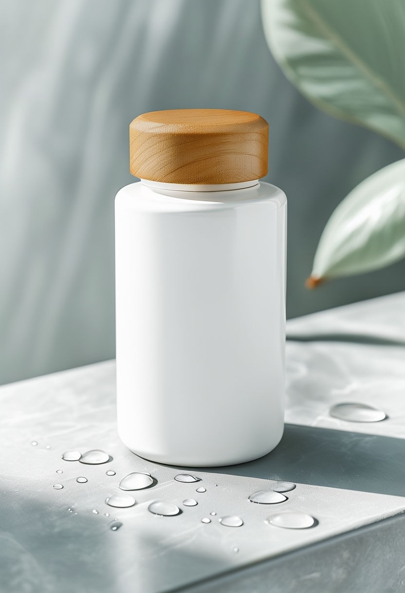 Photorealistic White Ceramic Cosmetic Bottle Mockup Display