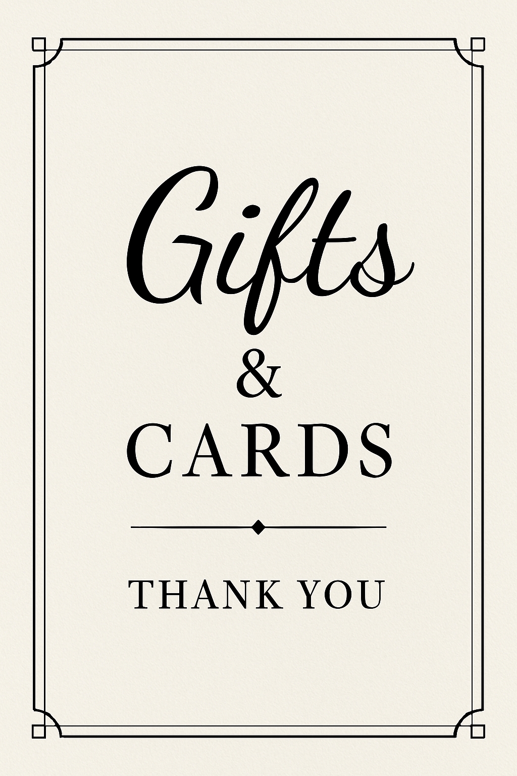 Elegant Minimalist Gifts and Cards Thank You Sign Design Event Sign