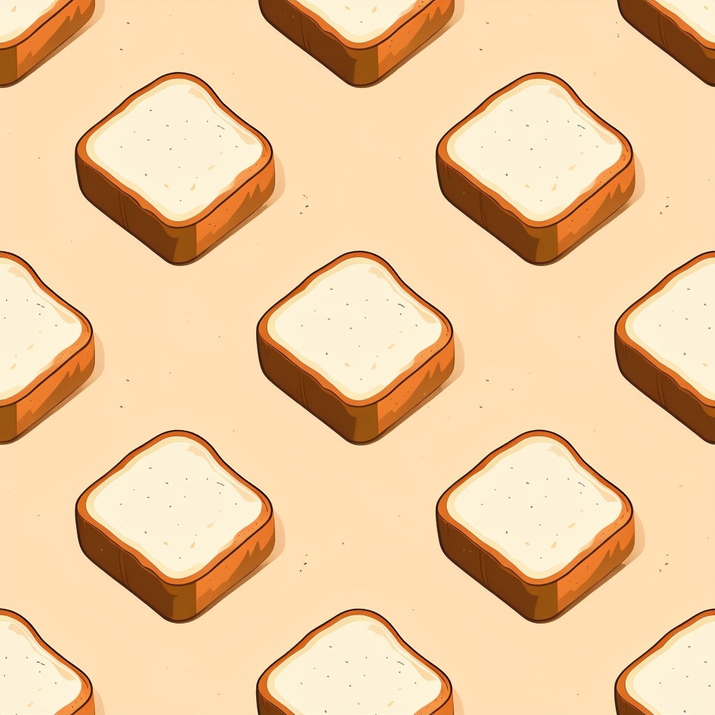 Cartoonish Bread Slice Seamless Pattern Design for Kitchen Decor